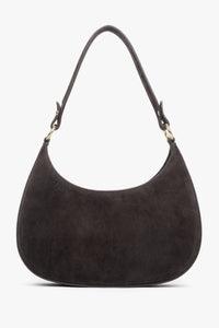 Women's Dark Brown Shoulder Bag made of Premium Genuine Italian Velour Estro ER00118162.