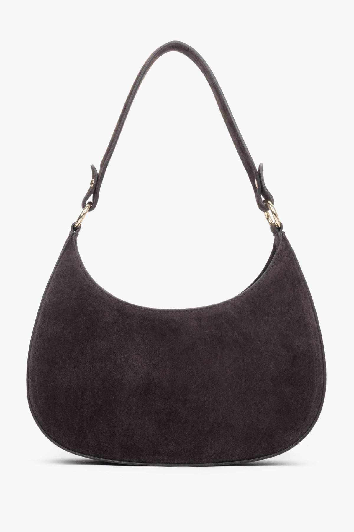 Women's Dark Brown Shoulder Bag made of Premium Genuine Italian Velour Estro ER00118162.