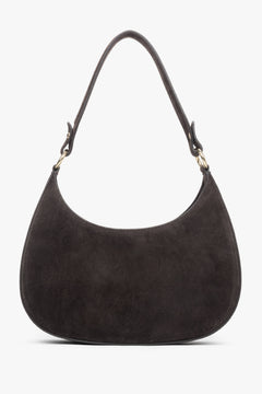 Women's Dark Brown Shoulder Bag made of Premium Genuine Italian Velour Estro ER00118162.