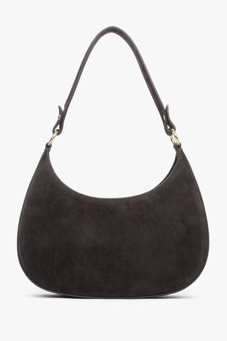 Women's Dark Brown Shoulder Bag made of Premium Genuine Italian Velour Estro ER00118162.