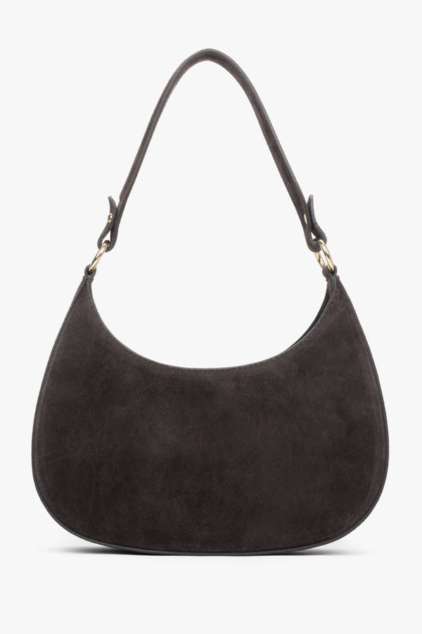 Women's Dark Brown Shoulder Bag made of Premium Genuine Italian Velour Estro ER00118162.