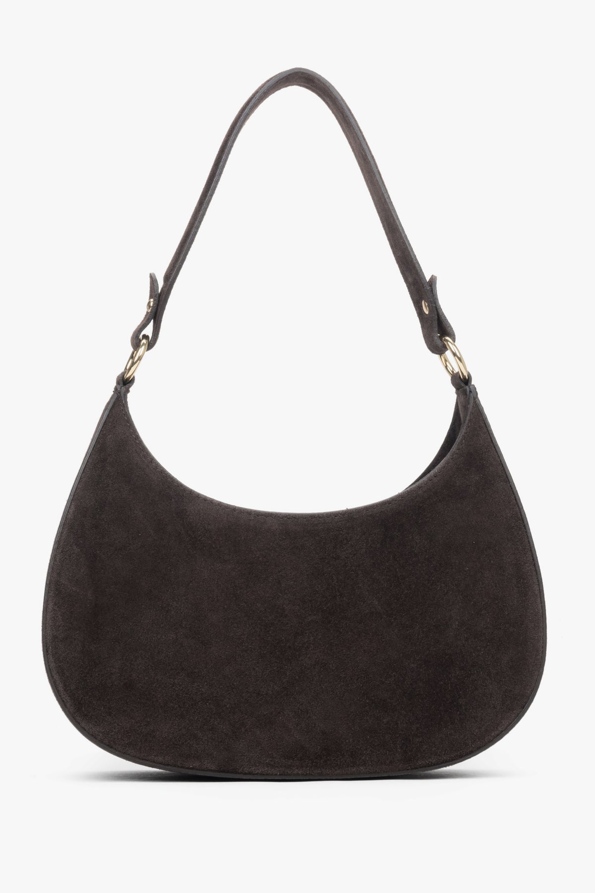 A slim dark brown shoulder bag that blends minimalism with timeless sophistication.