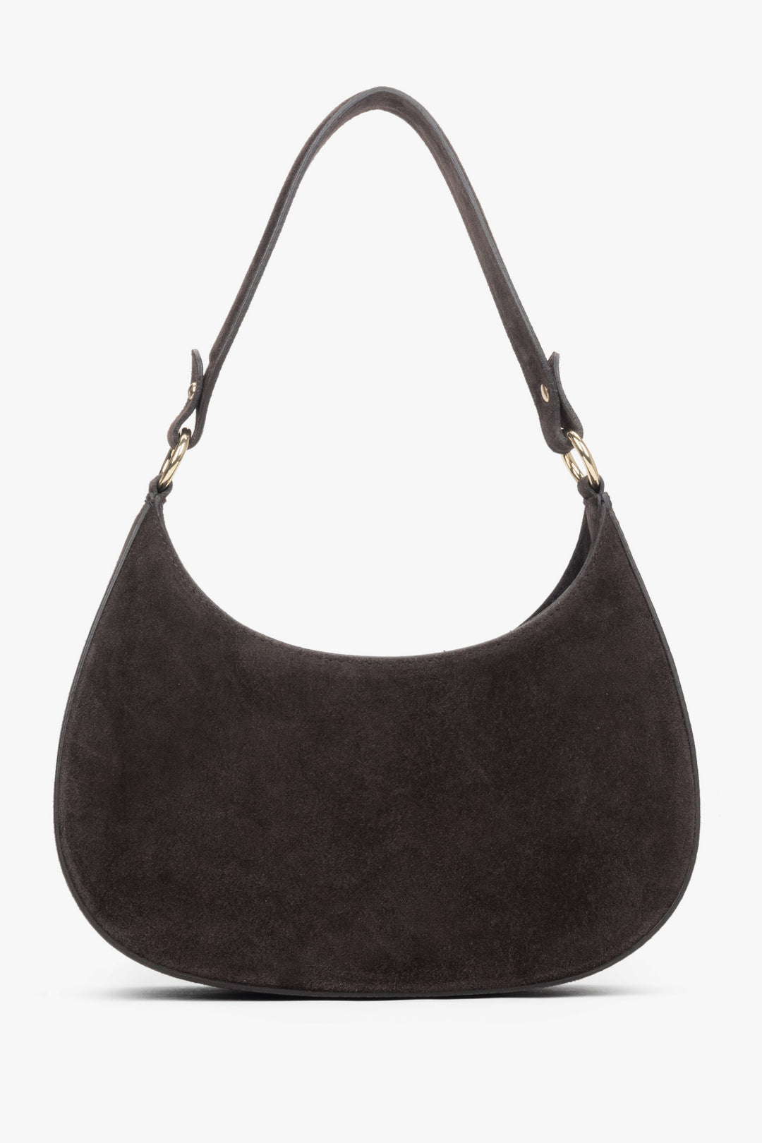A slim dark brown shoulder bag that blends minimalism with timeless sophistication.