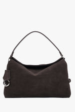 Women’s Dark Brown Shoulder Bag Made of Genuine Velour Estro ER00119788.