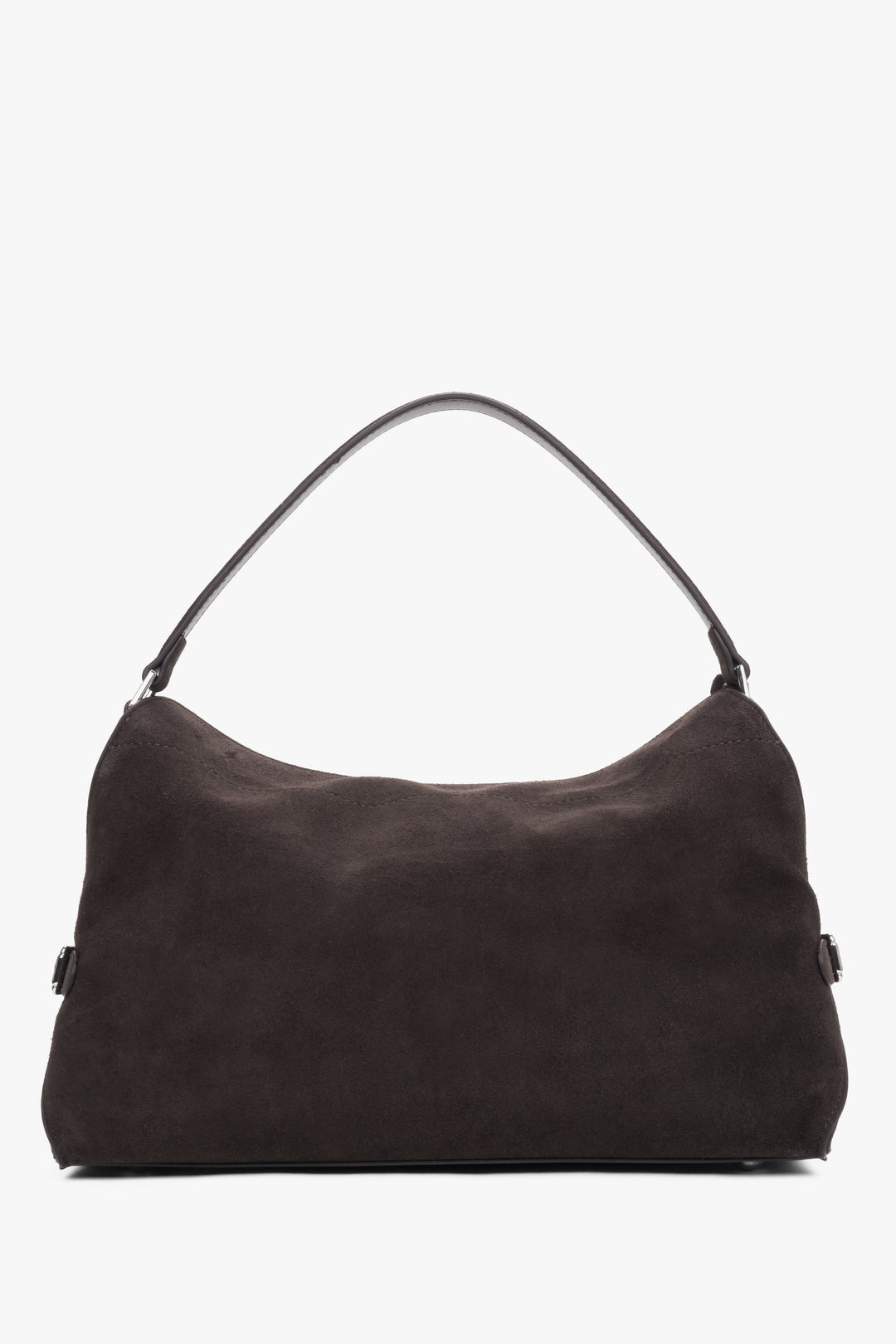 Women’s dark brown shoulder bag made of genuine velour by Estro.