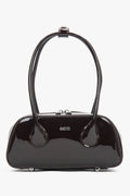 Women's Dark Brown Shoulder Bag made of Patent Genuine Leather Estro ER00118744.