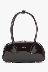 Women's Dark Brown Shoulder Bag made of Patent Genuine Leather Estro ER00118744.
