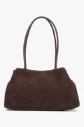 Women's Dark Brown Shoulder Bag made of Soft Genuine Velour Estro ER00116816.
