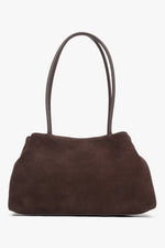 Women's Dark Brown Shoulder Bag made of Soft Genuine Velour Estro ER00116816.