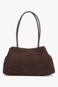 Women's Dark Brown Shoulder Bag made of Soft Genuine Velour Estro ER00116816.