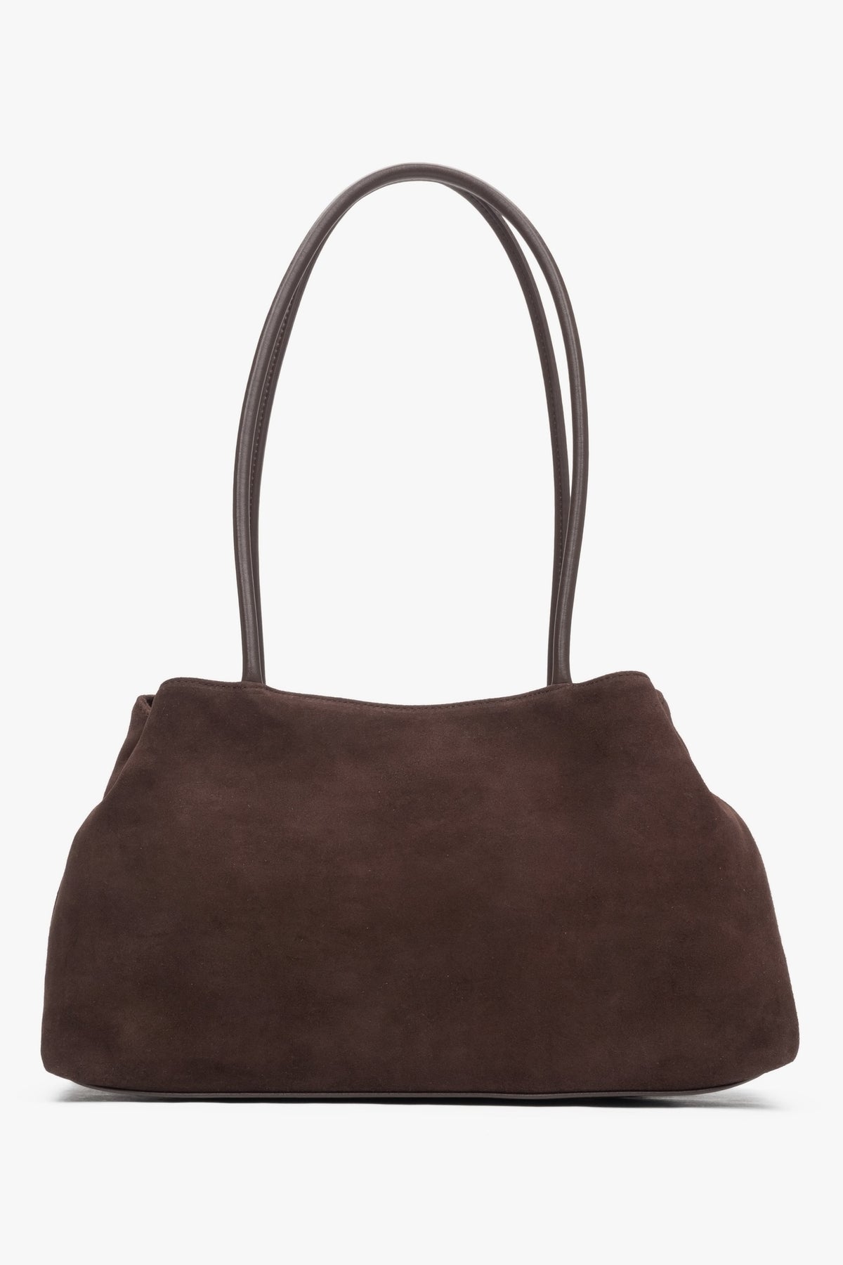 Women's Dark Brown Shoulder Bag made of Soft Genuine Velour Estro ER00116816.