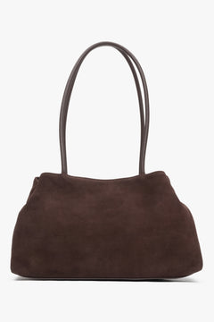 Women's Dark Brown Shoulder Bag made of Soft Genuine Velour Estro ER00116816.