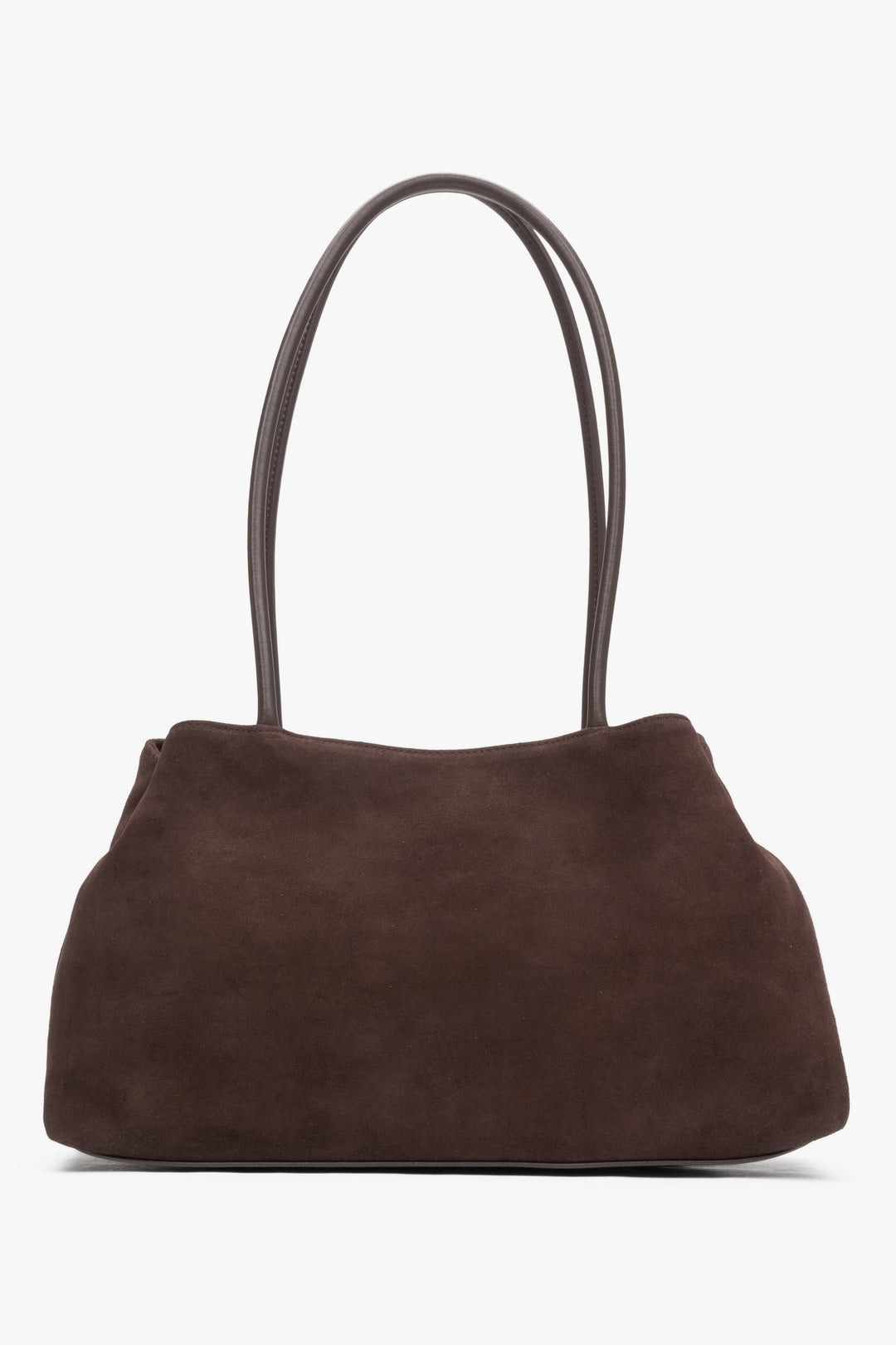 Women's Dark Brown Shoulder Bag made of Soft Genuine Velour Estro ER00116816.