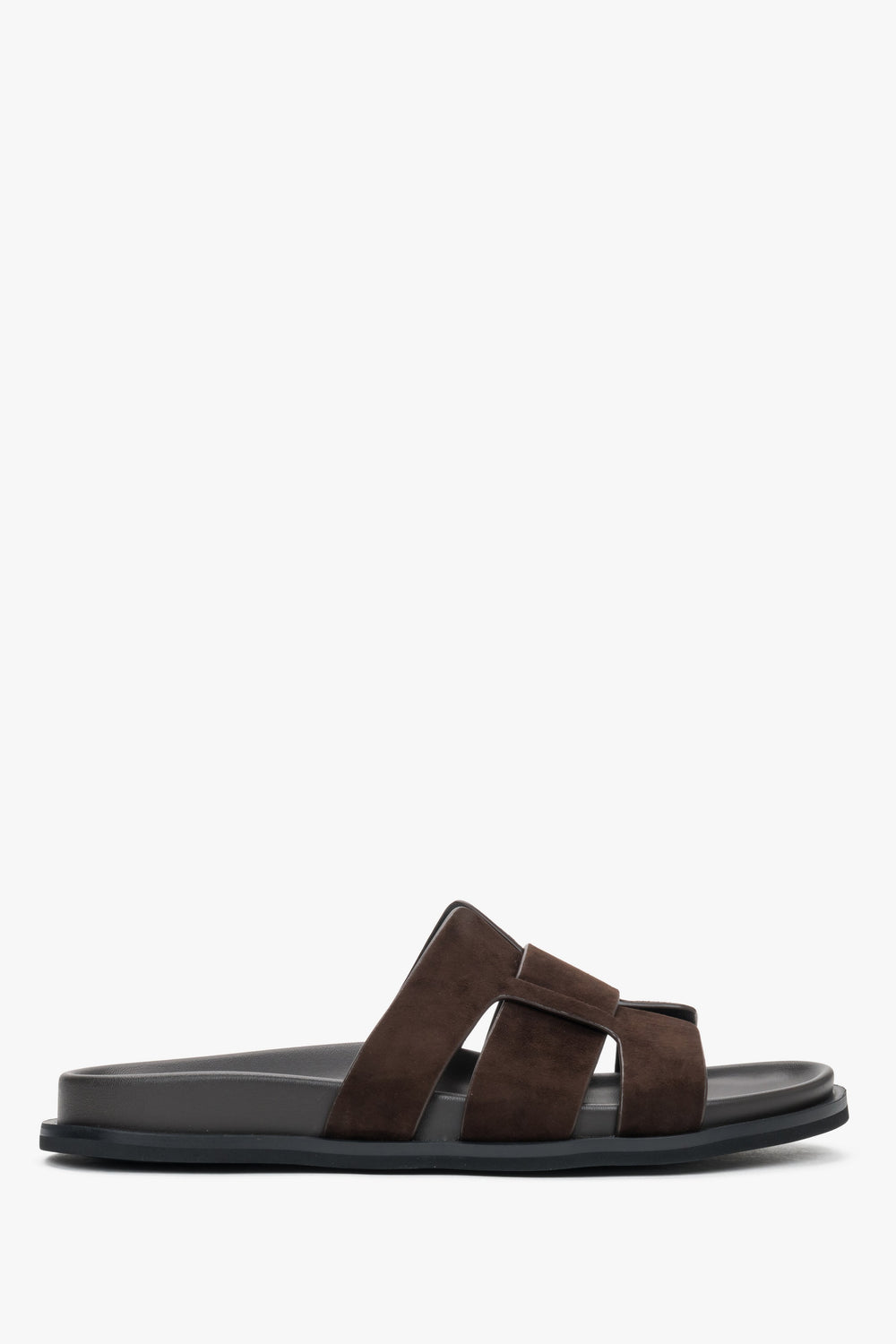 Women's Dark Brown Slide Sandals in Genuine Velour Estro ER00119363.
