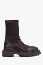 Women's Dark Brown Slip-On Ankle Boots with Elastic Shaft Estro ER00120689.