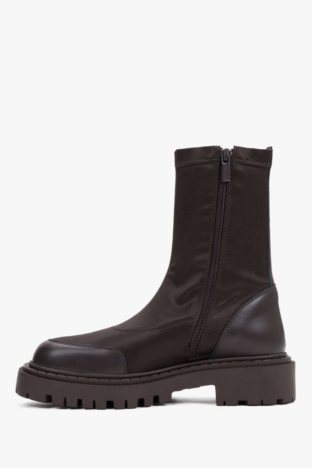 Dark brown Estro women's sock boots with an elastic upper.