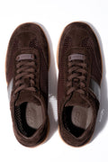 Women's Dark Brown Sneakers with Mesh made of Natural Leather & Velour Estro ER00119688