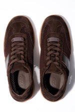 Women's Dark Brown Sneakers with Mesh made of Natural Leather & Velour Estro ER00119688