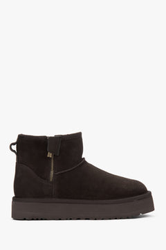 Women's Dark Brown Snow Boots made of Genuine Velour with a Fur Lining Estro ER00117615.