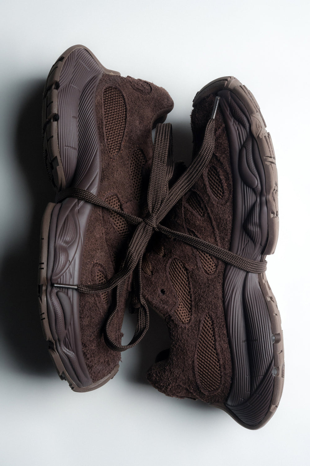 Women's Dark Brown Soft Velour Sneakers on a Flexible Platform ES8 ER00118878.