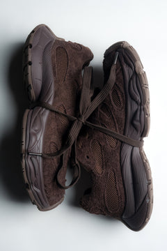 Women's Dark Brown Soft Velour Sneakers on a Flexible Platform ES8 ER00118878.