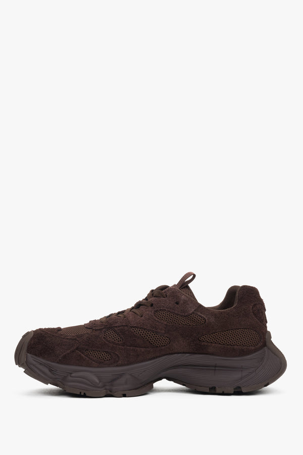 Women's dark brown platform sneakers – view of the durable slip-resistant tread on the TPR sole.