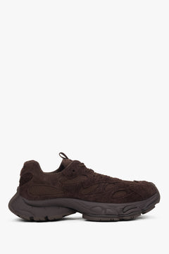 Women's dark brown velour sneakers ES8 – a stylish angled presentation highlighting their modern urban character.
