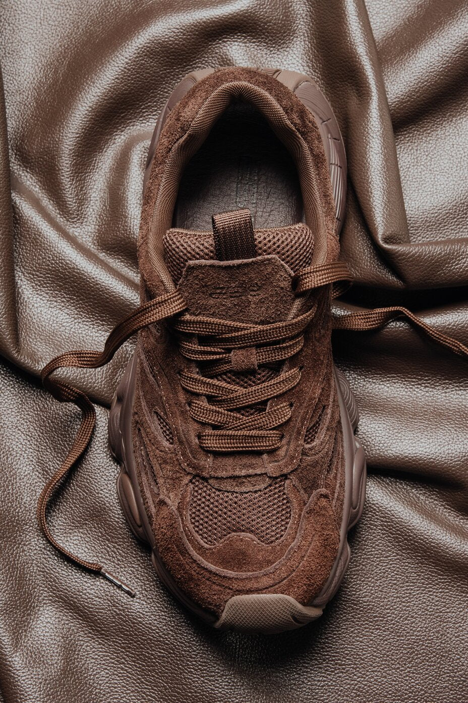 Women's Dark Brown Soft Velour Sneakers on a Flexible Platform ES8 ER00118878.