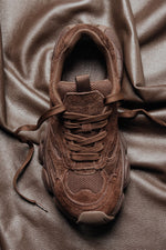 Women's Dark Brown Soft Velour Sneakers on a Flexible Platform ES8 ER00118878.