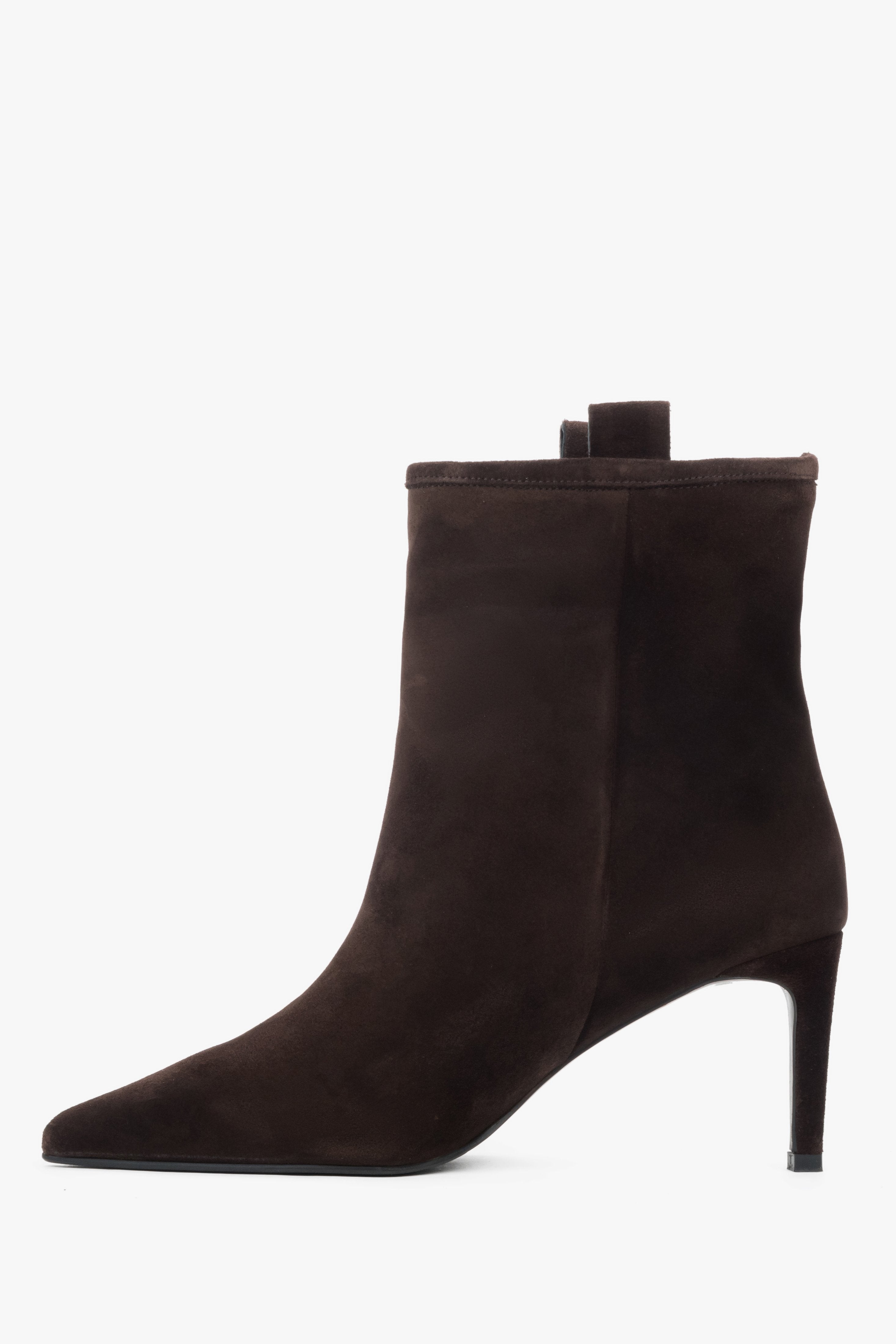 Estro ER00118242 women’s stiletto ankle boots, dark brown, made of genuine velour.
