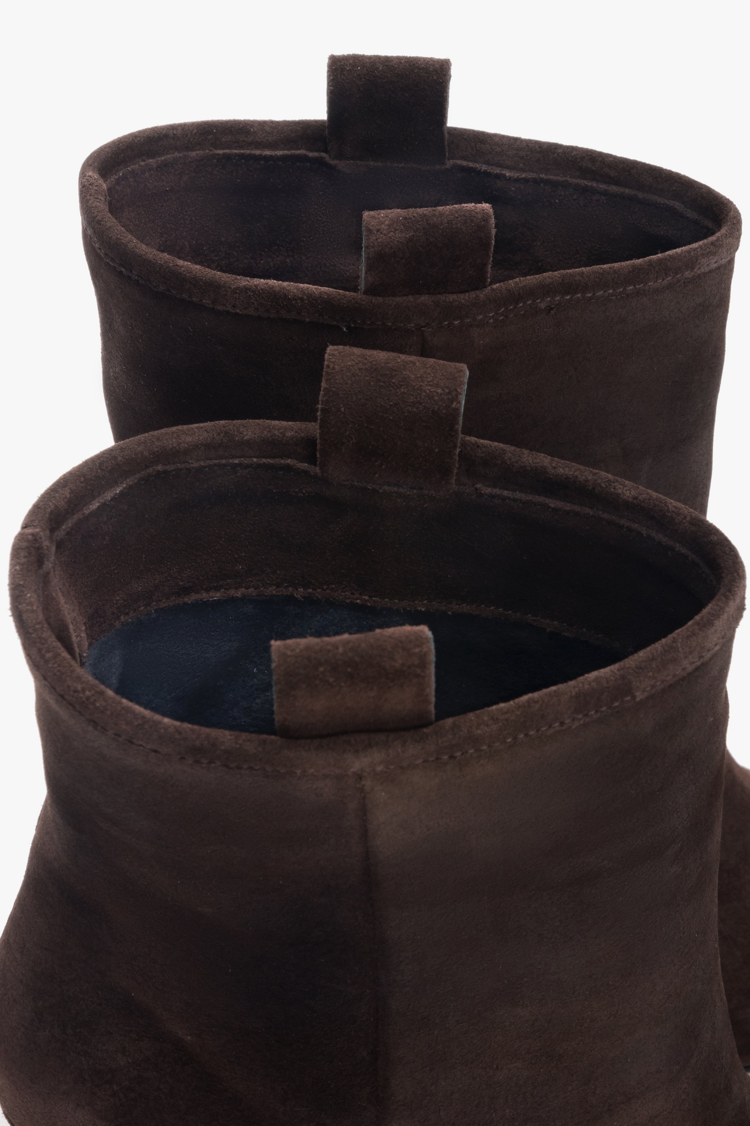 Dark brown women’s stiletto ankle boots Estro ER00118242, made of genuine velour.