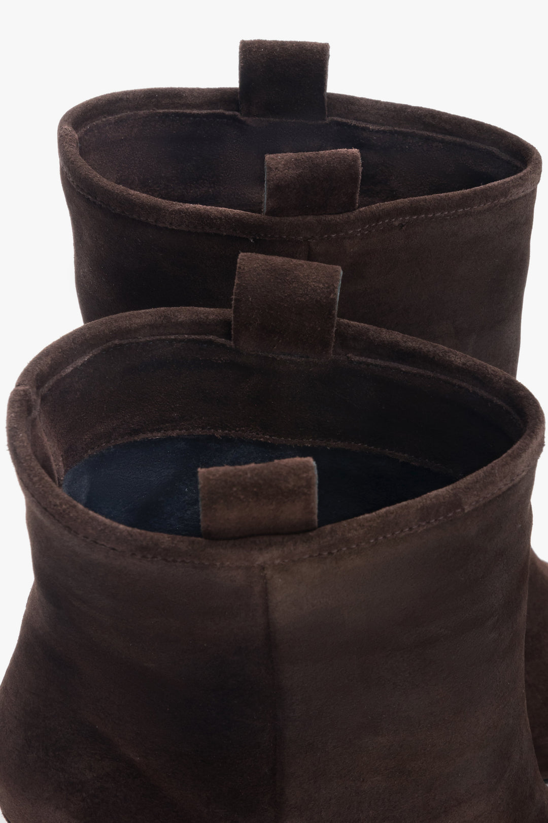 Dark brown women’s stiletto ankle boots Estro ER00118242, made of genuine velour.