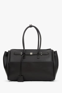 Women’s Dark Brown Structured Satchel Bag in Genuine Leather Estro ER00118936.