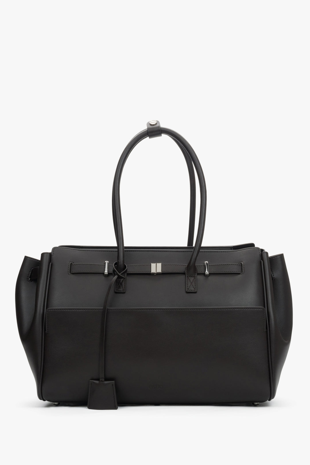 Women’s Dark Brown Structured Satchel Bag in Genuine Leather Estro ER00118936.