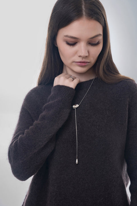 Dark brown women’s sweater with an alpaca wool blend.