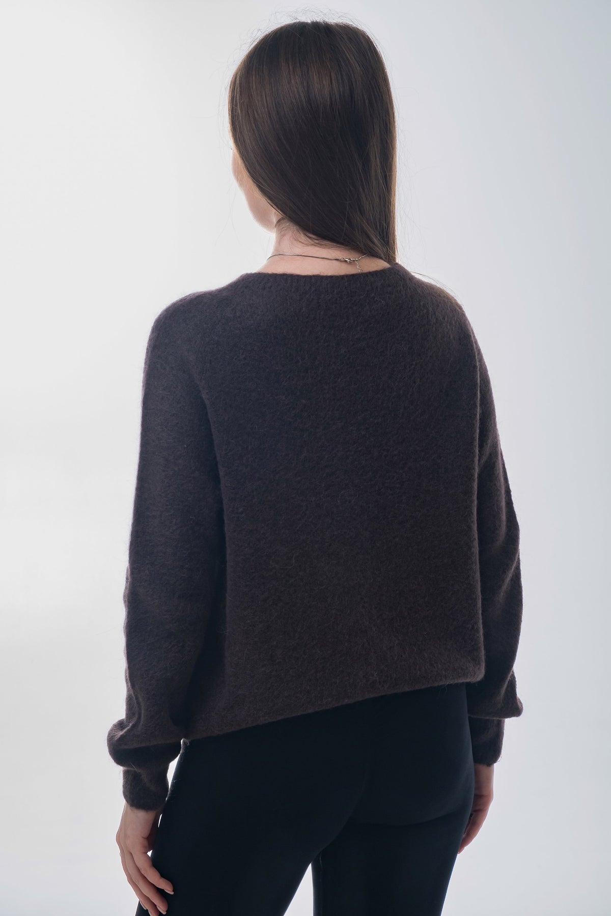 Women’s sweater, dark brown, with an alpaca wool blend, Estro.