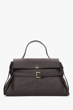 Women's Dark Brown Tote Bag made of Premium Italian Genuine Leather Estro ER00118552.