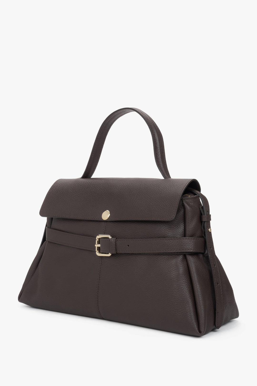 Women’s tote bag, dark brown, made of Premium Italian genuine leather, Estro.