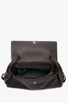 Dark brown women’s tote bag by Estro, made of Premium Italian genuine leather.