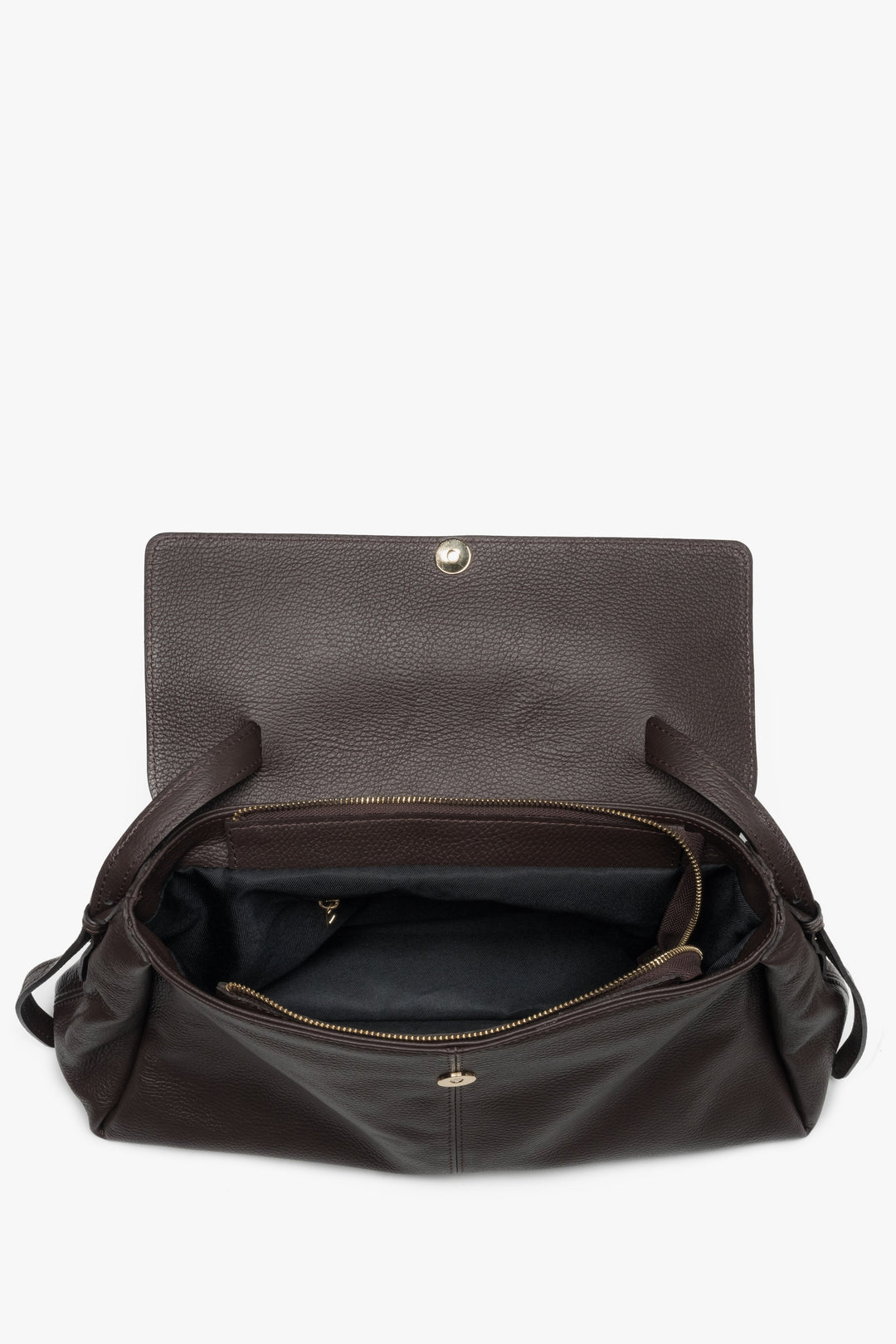 Dark brown women’s tote bag by Estro, made of Premium Italian genuine leather.