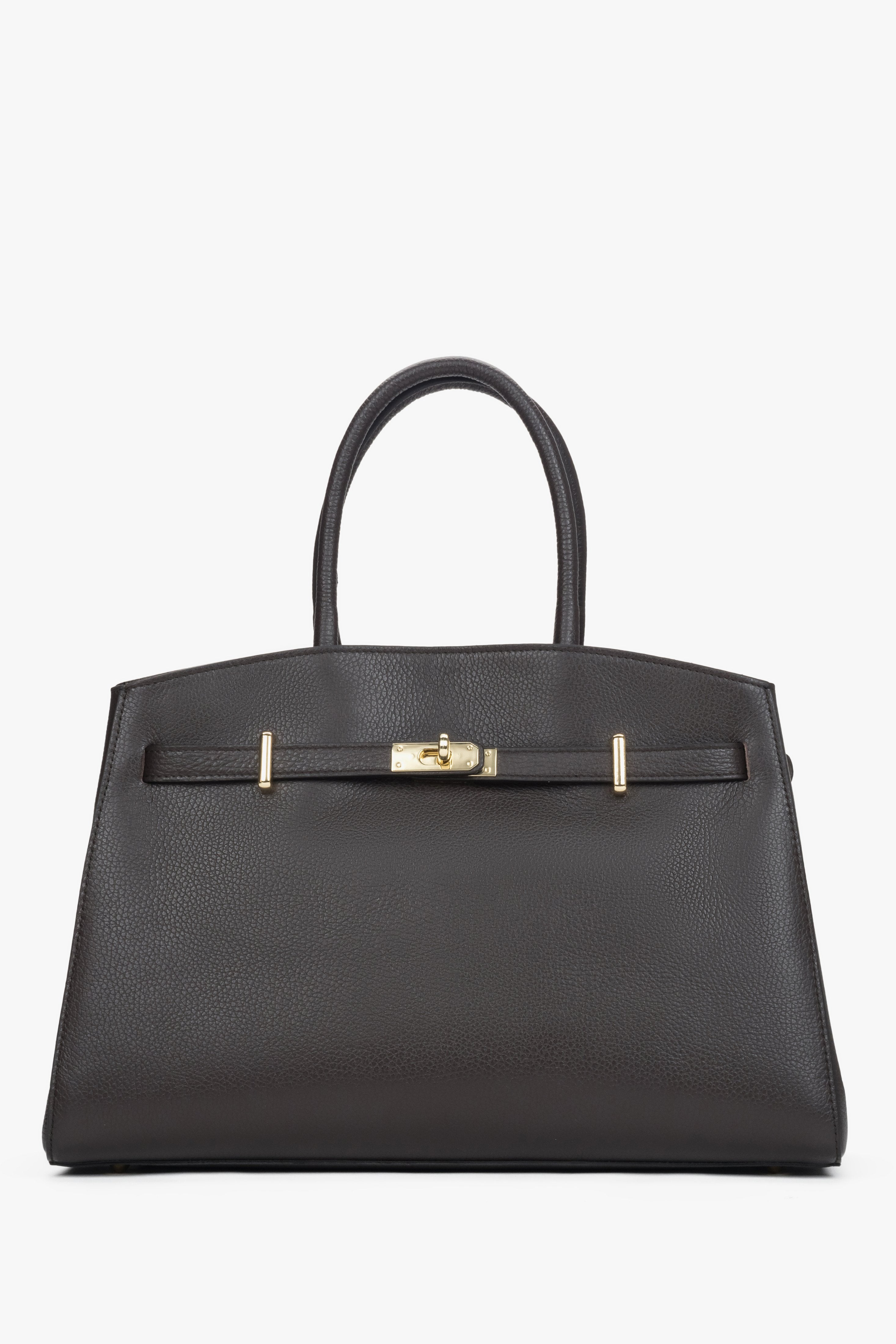 Women's Dark Brown Tote Bag made of Premium Italian Genuine Leather Estro ER00118555.