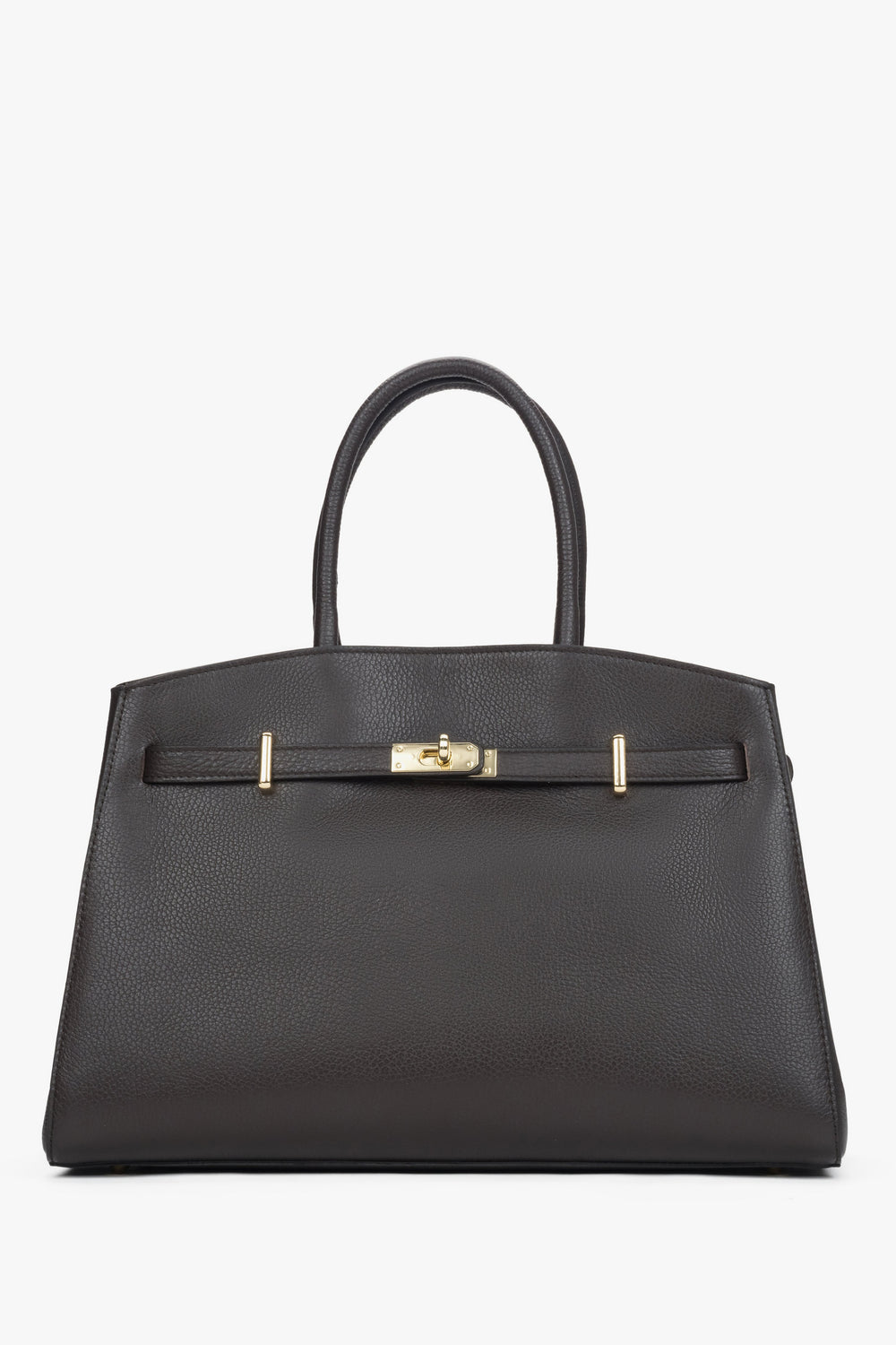 Women's Dark Brown Tote Bag made of Premium Italian Genuine Leather Estro ER00118555.