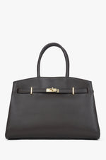 Women's Dark Brown Tote Bag made of Premium Italian Genuine Leather Estro ER00118555.