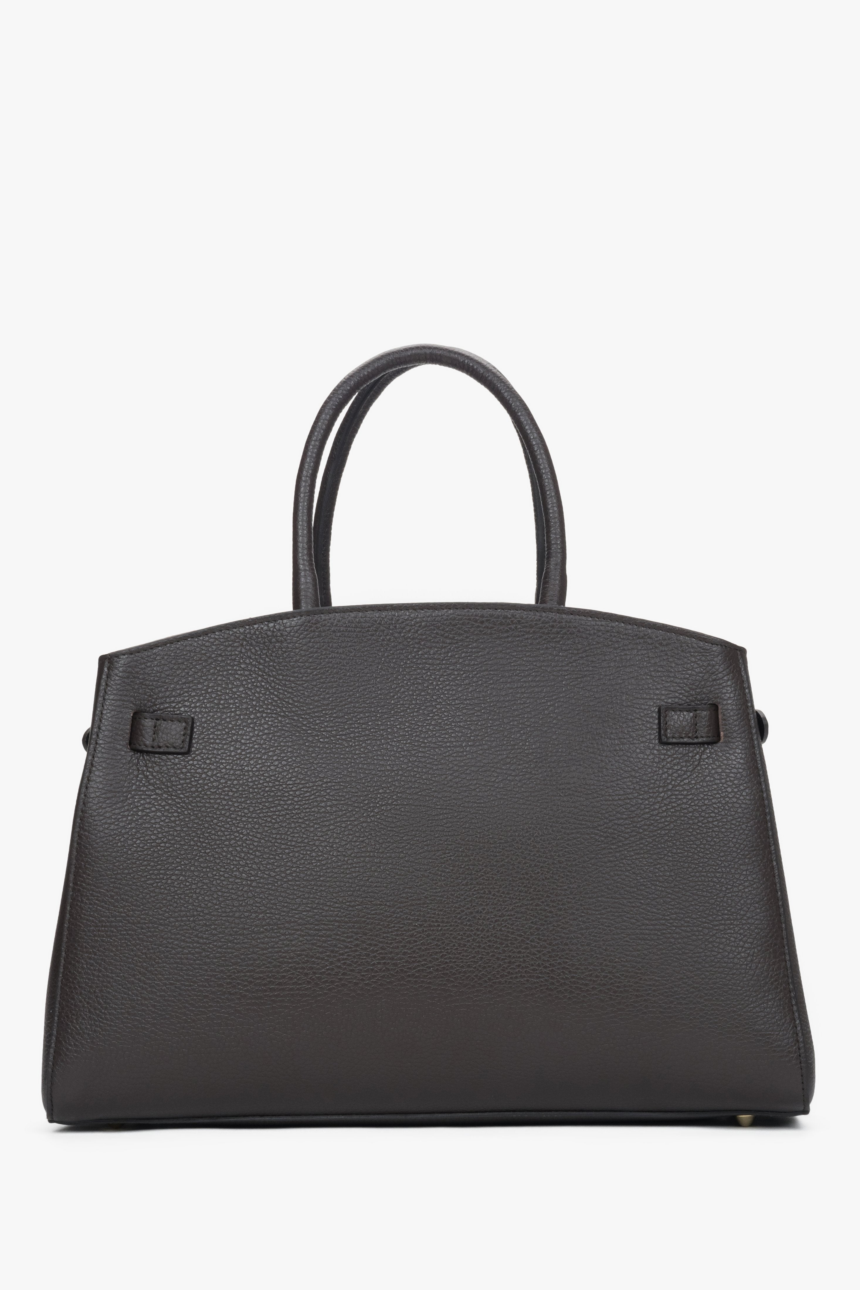 Elegant dark brown tote bag made of Premium Italian genuine leather, Estro.