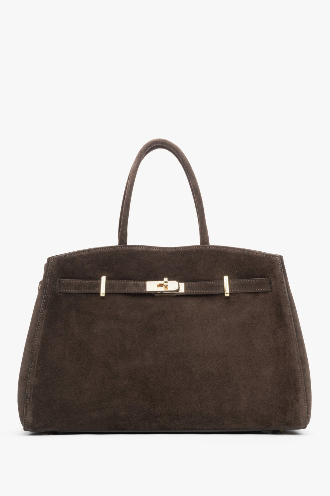 Women’s dark brown tote bag made of premium Italian velour with a timeless, elegant silhouette.