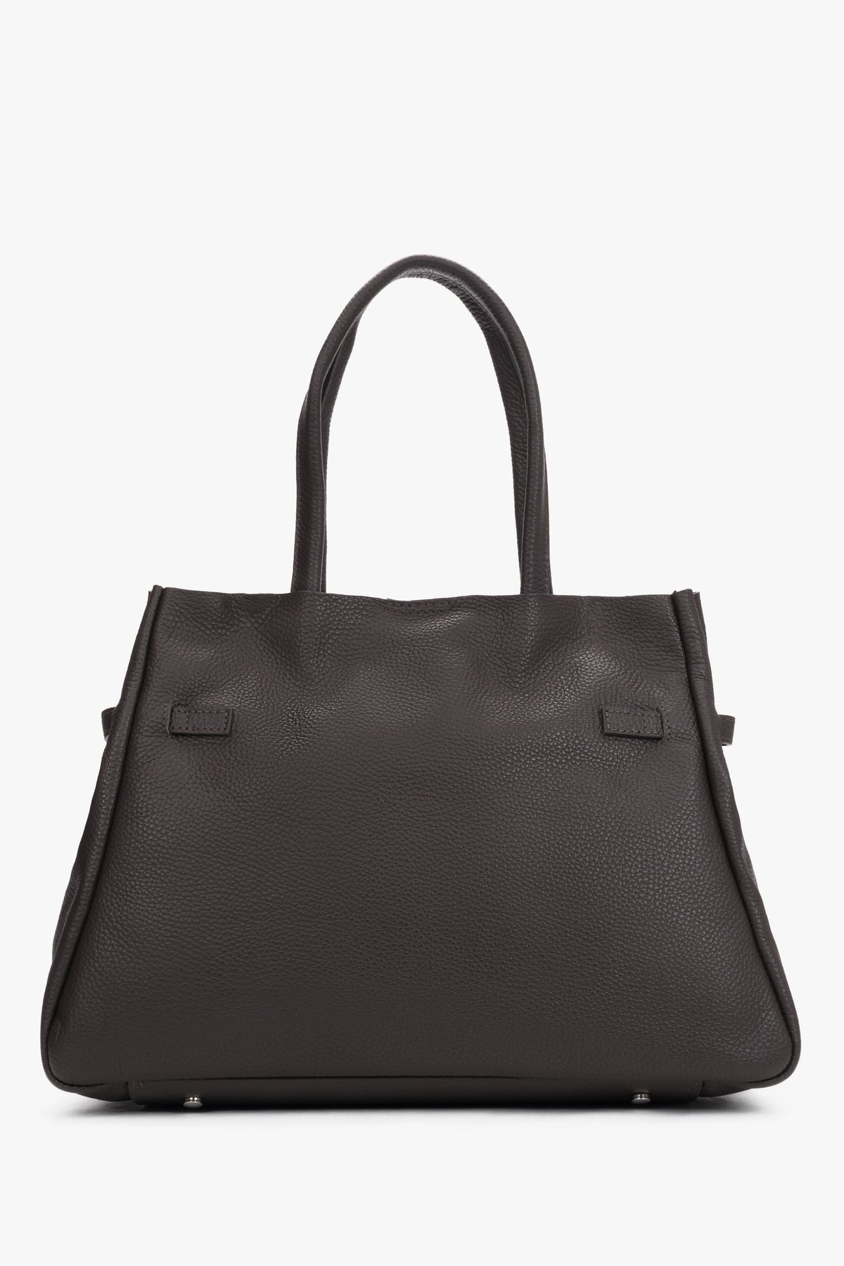 Dark brown leather satchel bag with a long strap made of premium Italian genuine leather by Estro.