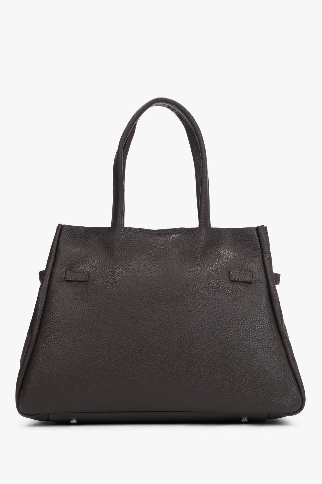 Dark brown leather satchel bag with a long strap made of premium Italian genuine leather by Estro.