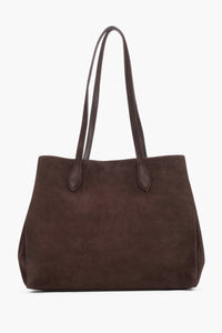 Women’s Dark Brown Tote Shoulder Bag in Genuine Velour Estro ER00119888.