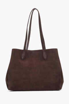 Women’s Dark Brown Tote Shoulder Bag in Genuine Velour Estro ER00119888.