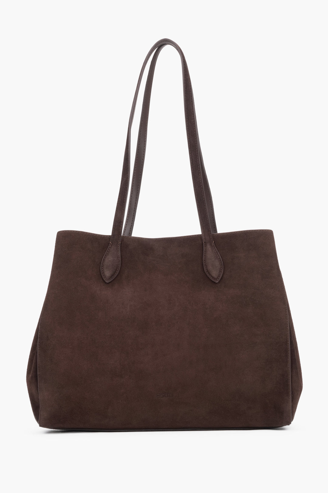 Women’s Dark Brown Tote Shoulder Bag in Genuine Velour Estro ER00119888.